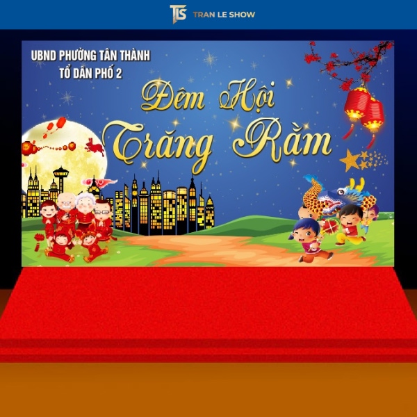 Backdrop Trung Thu đèn lồng, trăng rằm