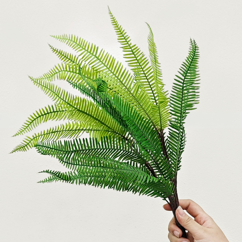 Bó lá dương xỉ giả xanh với nhiều nhánh xòe trên nền sáng